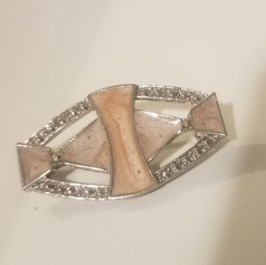 Vintage Art Deco Pink Swirl Enamel Brooch Pin